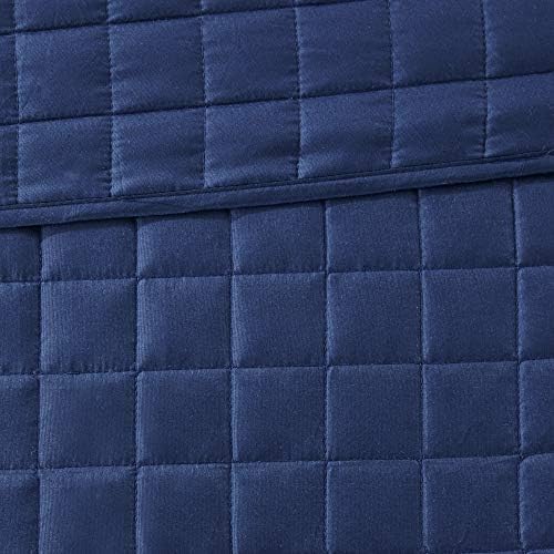 Madison Park Heritage Comforter Quilt Combo Set - Modern Luxury Design, All Season Down Alternative Bedding, Matching Shams, Decorative Pillows, King/Cal King(104"x92"), Color Block Navy 8 Piece