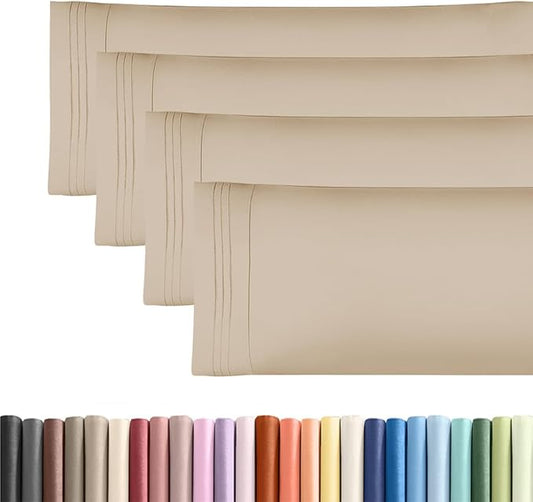 Body Pillowcases Set of 4-20x54 Long Body Pillow Case - Soft Body Pillow Cover for Sleeping & Side Sleepers - Comfy, Cozy Breathable & Fade Free - Machine Washable w/Envelope Enclosure - (Cream)