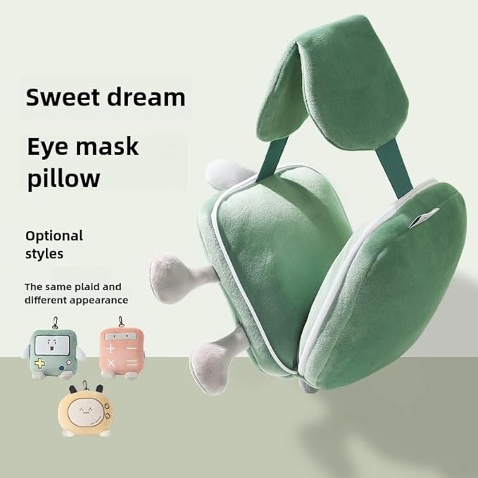 Cartoon Game Console Pillow Eye Mask 2 in 1 for Travel - Comfortable Travel Pillow and Sleep Mask Combo, Portable Airplane Pillow for Long Flight