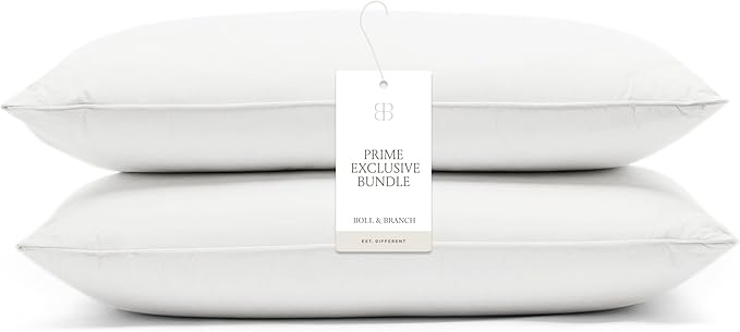 BOLL & BRANCH Down Alternative Pillow 2 Pack- Medium, Standard - Cooling Shell - Luxury Hypoallergenic Primaloft Down Alternative Fill - Superior Support