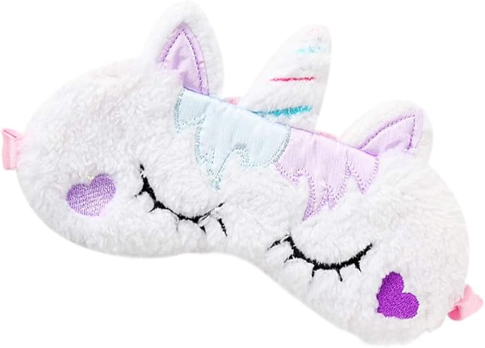 Cute Animal Sleeping Sleep Mask Soft Plush Blindfold Cute Rabbit Panda Koala Eye Cover Eyeshade for Kids Teens Girls Women (Unicorn Love)