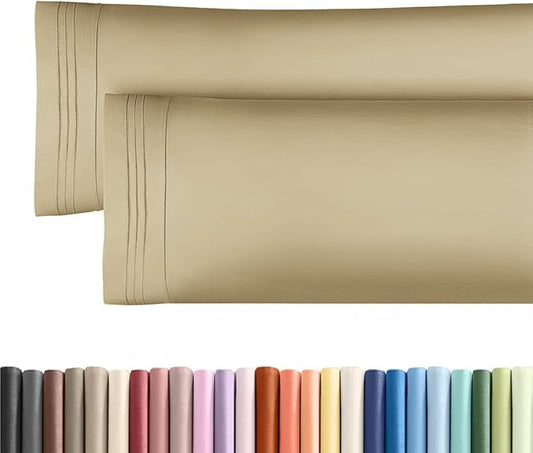 Body Pillowcases Set of 2-20x54 Long Body Pillow Case - Soft Body Pillow Cover for Sleeping & Side Sleepers - Comfy, Breathable, Wrinkle & Fade Free - Machine Washable w/Envelope Enclosure (Beige)