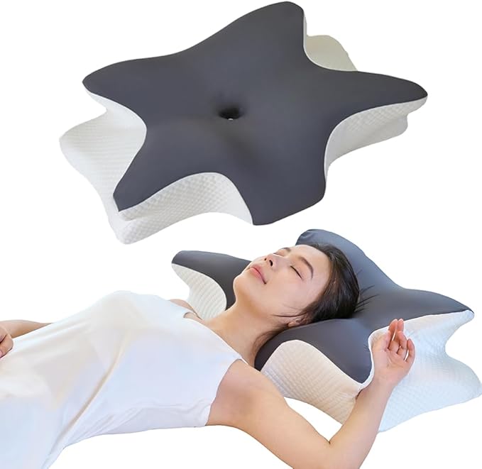 Cervical Memory Foam Pillow – Ergonomic Neck Support for Side, Back & Stomach Sleepers | Odorless Beauty Sleep Pillow for Deep Rest (Grey, King Size 24.8" Lx16.9 Wx5.9 H)