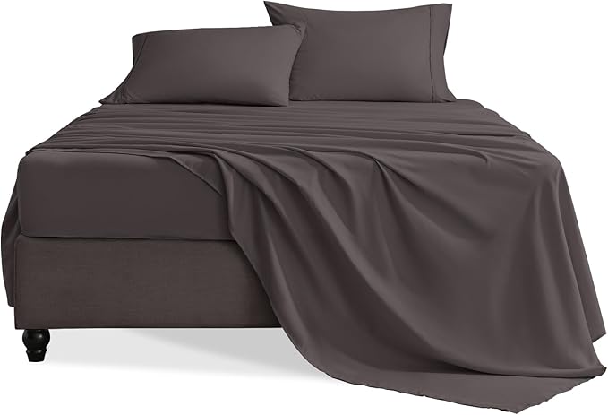 Queen Sheet Set, 4 Pieces Hotel Luxury Soft Microfiber Queen Bed Sheets Set, Up to 16" Deep Pockets, Oeko-Tex Sheets with Elastic, Breathable, Wrinkle Free (Dark Gull Gray,Queen)