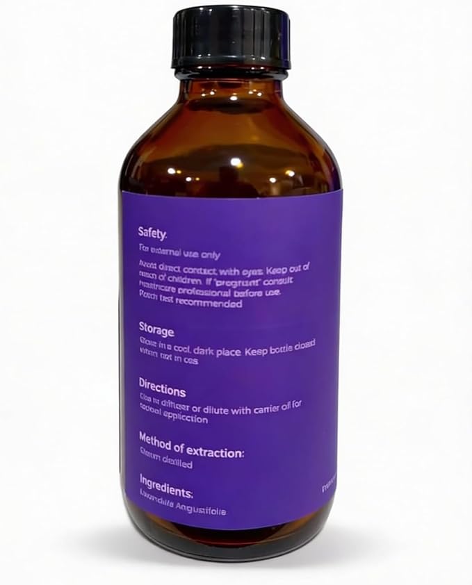 Lavender Essential Oil 4 Fl Oz 100% Pure and Natural Essential Oil with Dropper for Diffuser Aromatherapy Massage Candle and Soap Making Fragrance (118 Ml)