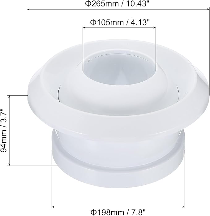 PATIKIL 8 Inch Round Air Vent, Adjustable Ball Jet Nozzle Diffuser Ceiling Diffuser Vent Cover ABS Soffit Vent for Bathroom Kitchen Living Room Ventilation
