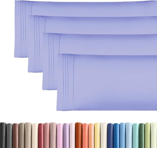 Body Pillowcases Set of 4-20x54 Long Body Pillow Case - Soft Body Pillow Cover for Sleeping & Side Sleepers - Comfy, Breathable & Fade Free - Machine Washable with Envelope Enclosure - (Lavender)
