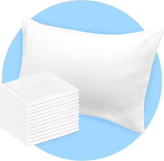 Avalon Bedding Pillow Cases Standard Size White Pillow Cases Set of 12 Cotton Blend 200 TC Soft & Breathable Perfect for Home & Hospital, Hotel Quality Queen Pillow Protectors 30x20 Inches