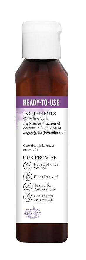 Aura Cacia Ready-to-Use Lavender Essential Oil in Fractionated Coconut Oil | GC/MS Tested for Purity | 4 fl. oz.