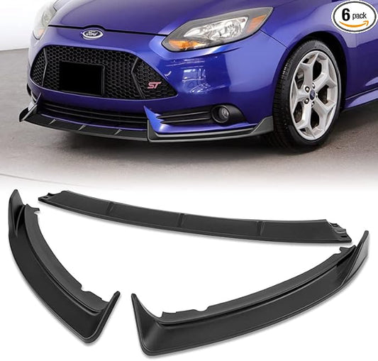 3PCS Front Bumper Lip Kit fit for Compatible with 2012-2014 Ford Focus ST MK3, GT-Style Splitter Trim Protection Spoiler, Air-Dam-Chin-Diffuser (Unpainted Matt Black)