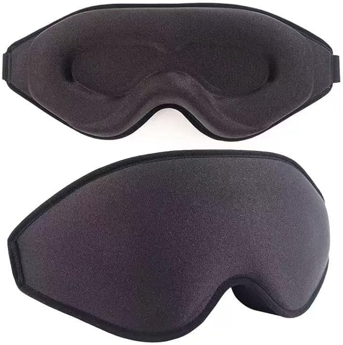 3D Sleep Eye mask -Luxury Sleep Eye Mask for Side Sleeper Men Women, Zero Eye Pressure 3D Sleeping Mask, Light Blocking Design Night Blindfold, Soft Eye Shade Cover for Travel (Black)