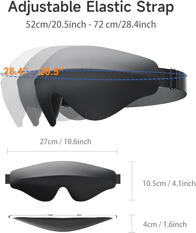 Bodypedia Sleep Eye Mask for Men Women - Complete Light Blocking 3D Sleeping Mask, Relaxing Zero Eye Pressure Night Blindfold, Soft Breathable Eye Cover for Side Sleeper, Black