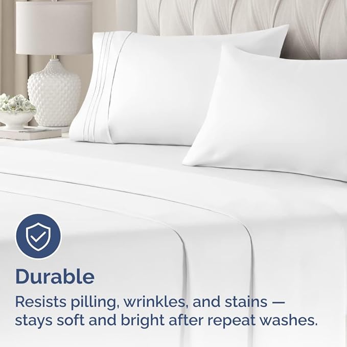 Standard Pillow Cases Set of 2 - Ultra-Soft Hotel Quality Pillowcase Covers - Comfy & Wrinkle Free - Stain and Fade Resistant - Machine Washable Pillow Protectors - 2 Piece Set - Standard Size White