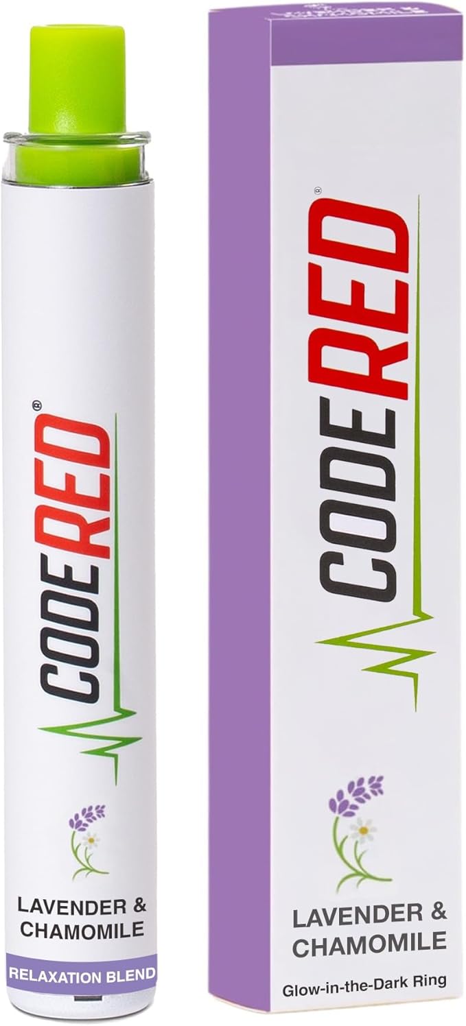 Code Red V-Aid Lavender Herbal Diffuser - Relaxation Blend Stick with Chamomile, Ashwagandha, Apigenin & L-Theanine - Plant-Based Wind-Down Ritual - Glow-in-the-Dark Ring - U.S. Lab Tested - 1 Count