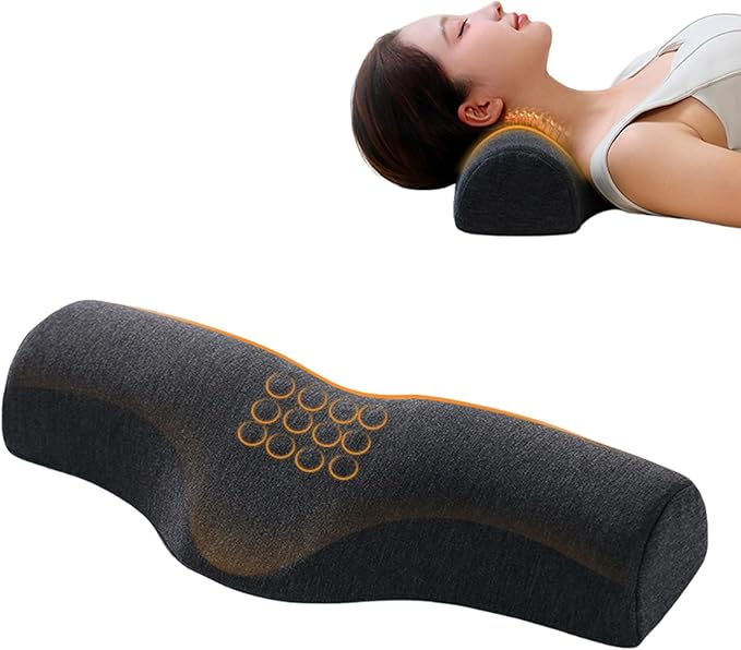 Cervical Neck Pillow for Neck Pain Relief,Memory Foam Neck Bolster Support Pillow for Bolster Support and Shoulder Relaxer, Decompression Devices Orthopedic Pillow Black