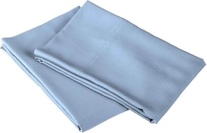 Mattress-Homes Hotel Quality Premium Pillowcases Queen Size Set of 4 Cotton Pillows for Sleeping, Smooth & Silky Cozy Breathable Bed Pillow Covers Machine Washable in Light Blue Solid