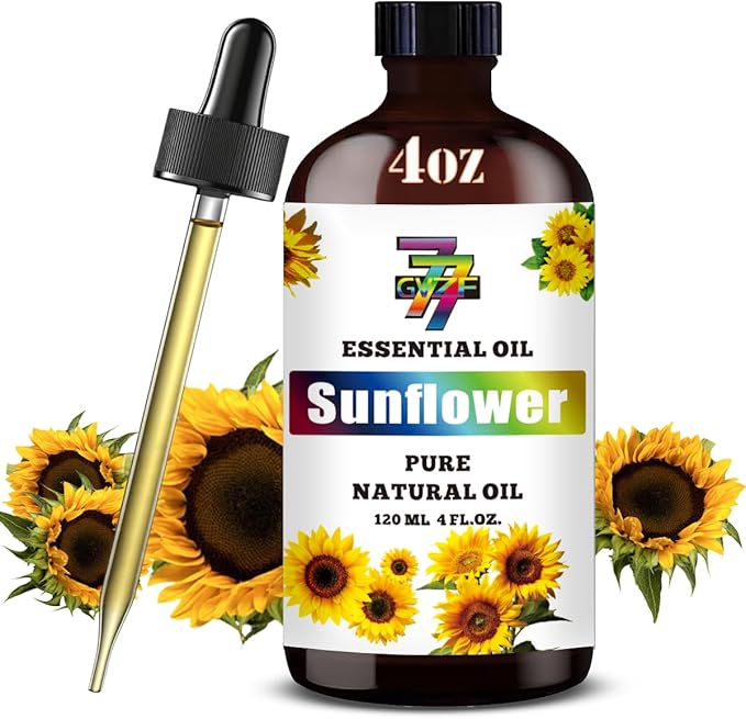 Sunflower Essential Oil - Sunflower Oils for Diffusers, Humidifiers, DIY Candles, Soap, Cleaning, Home, Office, Yoga, Massage, Gifts - 4 fl oz (120 ml) - GV77ZF