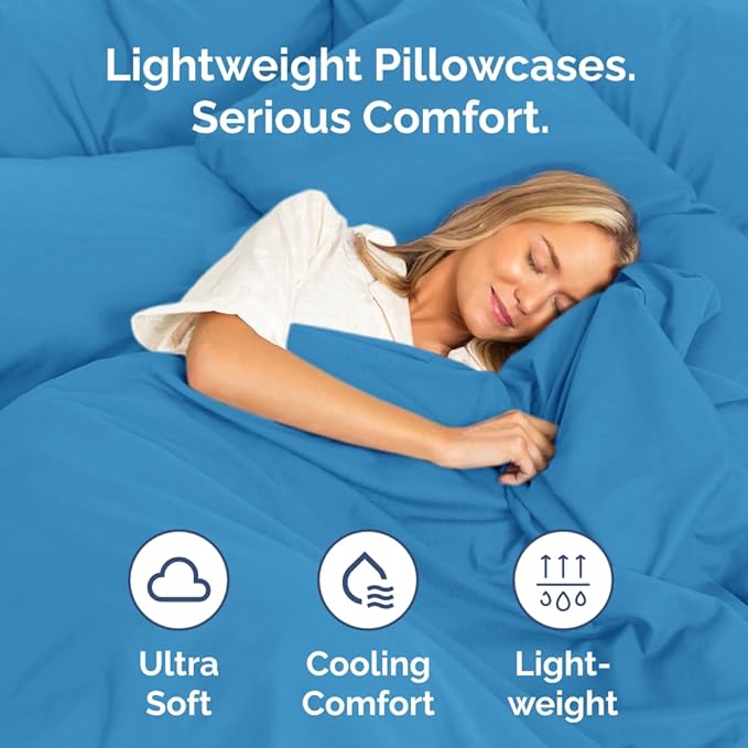 King Standard Pillow Cases Set of 4 - Soft Hotel Quality Pillowcase Covers - Comfy Bedding for Women, Men, Kids & Teens - Machine Washable Pillow Protectors - 4 Piece Set - King Standard Denim Blue