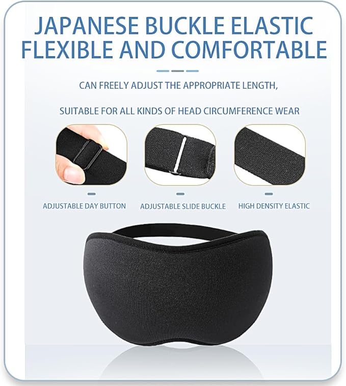 Sleep Eye Mask for Women Men Side Sleepers, Zero Eye Pressure 3D Contoured Sleeping Mask, 99.9% Light Blocking Night Blindfold, Soft Eye Shade Cover for Travel, Naps, Meditation, Black