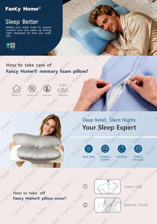 Neck Cervical Pillow, Side Sleeper Pillow for Neck Pain Relief, Support Ergonomic Contour Silky Smooth Luxury Memory Foam Pillows for Side/Back/Stomach Sleepers Pain Relief Neck (23.5x14.5x5.5in)