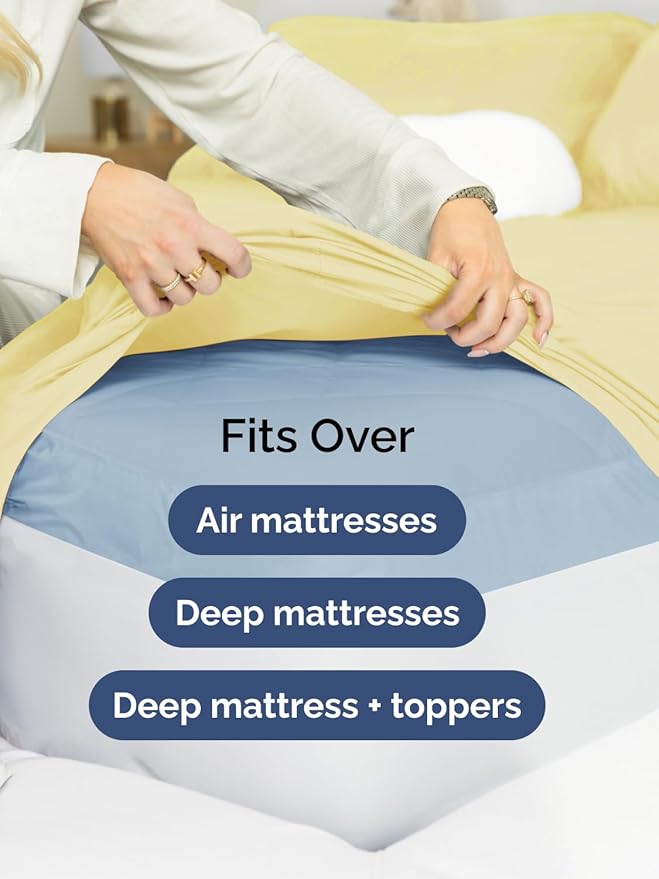 Extra Deep Split King Sheet Set - 5 Piece Breathable & Cooling Bed Sheets - Easily Fits 18 to 24 inch Mattress - Ultra Soft, Wrinkle & Fade Free w/ Extra Deep Pockets - Hotel Luxury Bedding - Yellow