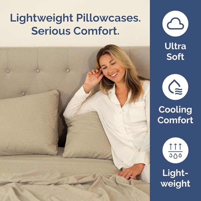 King Standard Pillow Cases Set of 2 - Ultra-Soft Hotel Quality Pillowcase Covers - Comfy, Cozy & Fade Free - Wrinkle Resistant - Machine Washable Pillow Protectors - 2 Piece Set - Heathered Beige