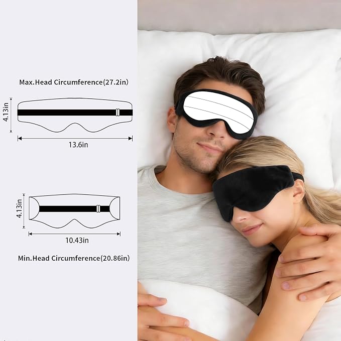 Lyocell Weighted Sleep Eye Mask for Women Men, 7oz or 5.3oz, Removable Washable Weighted Bag, Light Blocking Eye Cover, Soft Eye Shade for Travel Essentials, Office Naps, Gift,Black