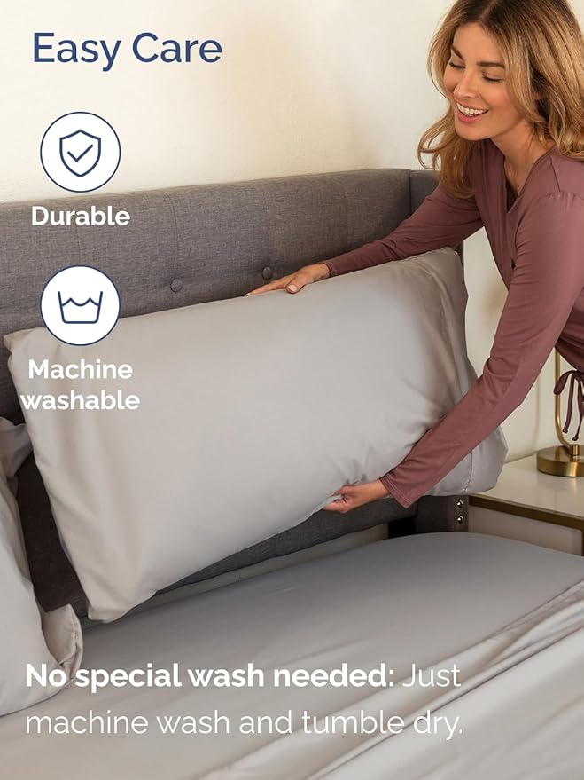 Extra Deep Twin Sheet Set - 3 Piece Breathable & Cooling Bed Sheets - Easily Fits 18 to 24 inch Mattress - Ultra Soft, Wrinkle & Fade Free with Extra Deep Pockets - Hotel Luxury Bedding - Light Grey