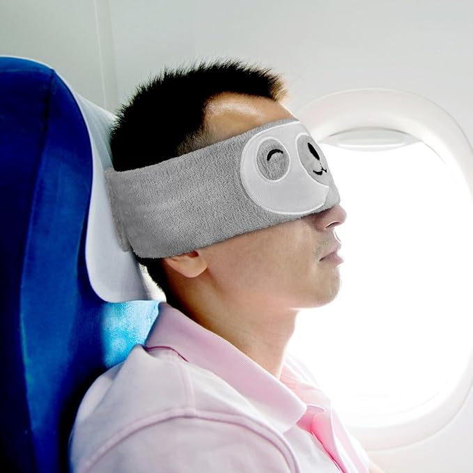 Cute Animal Sleeping Mask Sleep Mask, Funny Sloth Soft Plush Eye Mask with Adjustable Headband for Travel Nap Blindfold Eye Cover Eyeshade for Adult Kids Men Women - Sloth