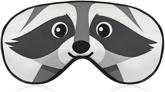 Cute Raccoon Sleep Mask Blindfold for Adult Play Adjustable Soft Eye Sleep Mask for Men Women Travel Nap Games