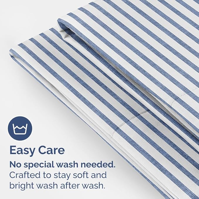 Body Pillowcases Set of 2-20x54 Long Body Pillow Case - Soft Body Pillow Cover for Sleeping & Side Sleepers - Comfy, Wrinkle & Fade Free - Machine Washable w/Envelope Enclosure Blue Stripes 2