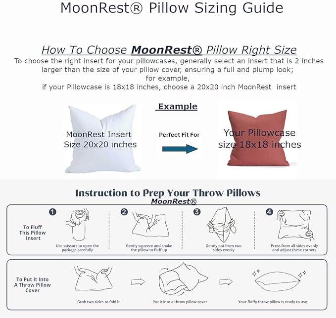 MoonRest® 16x30 Inch Polyester Down Alternative Rectangle Pillow Insert Form Stuffer for Sofa Shams, Decorative Throw Pillow, Cushion and Bed Pillow Stuffing - Hypoallergenic 16“X 30”