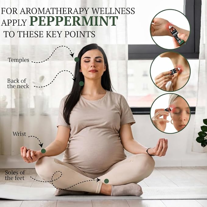 Peppermint Essential Oil Roll On Pre-Diluted with MCT Oil – Cooling Aromatherapy Peppermint Oil Rollerball, Essential Oil Roller for Head, Travel & Everyday Refresh, 100% Natural, Compact Roll On
