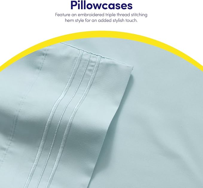 1500 Supreme Collection Extra Soft RV Short Queen Sheets Set, Light Blue - Luxury Bed Sheets Set with Deep Pocket Wrinkle Free Hypoallergenic Bedding, Over 40 Colors, RV Short Queen Size, Light Blue
