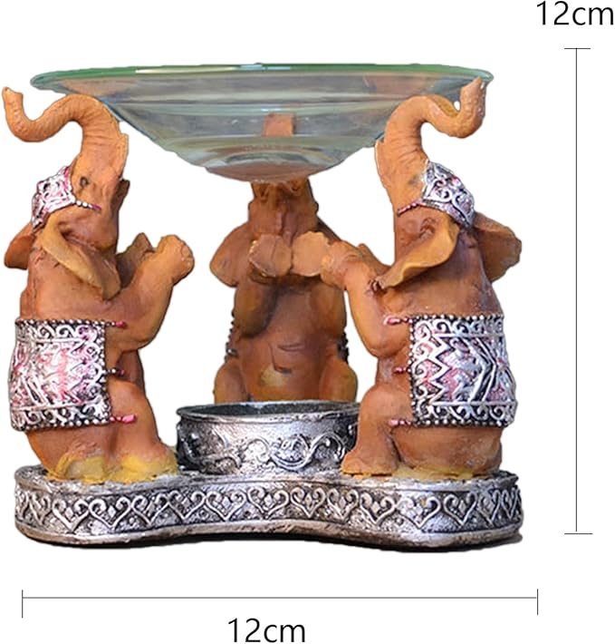 Glass Essential Oil Diffuser, 80ML Small Glass Reservoir Diffuser with Resin Statue Base for Home Office Bedroom Gift (Elephant-1)