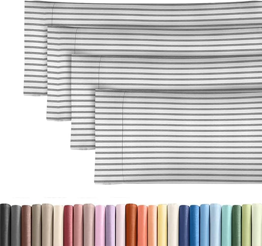 Body Pillowcases Set of 4-20x54 Long Body Pillow Case - Soft Body Pillow Cover for Sleeping & Side Sleepers - Comfy, Breathable & Fade Free - Machine Washable w/Envelope Enclosure - (Grey Stripes)