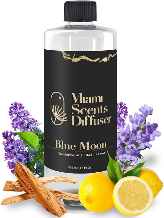 Blue Moon Essential Oil Refill Luxury Hotel Inspired - Long Lasting Aroma for Home & Commercial Diffuser - 500 ml Fresh Blend of Lemon, Lilac and Sandalwood, Scent for Office Spa Wellness Aromatherapy