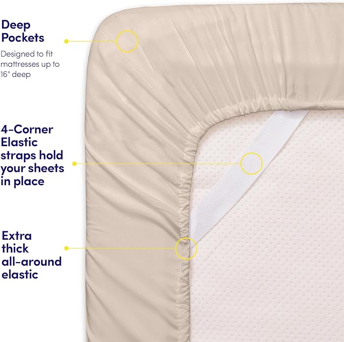 1500 Supreme Collection California King Sheet Sets Beige Cream - Luxury Hotel Bed Sheets and Pillowcase Set for Cal King Mattress - Extra Soft, Elastic Corner Straps, Deep Pocket Sheets Beige Cream