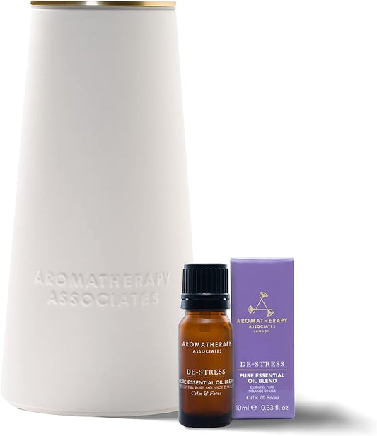 Aromatherapy Associates Atomizer and De-Stress Essential Oil (.33 fl oz) Collection. Waterless, Portable Essential Oil Diffuser with a Calming Blend to Find Clarity