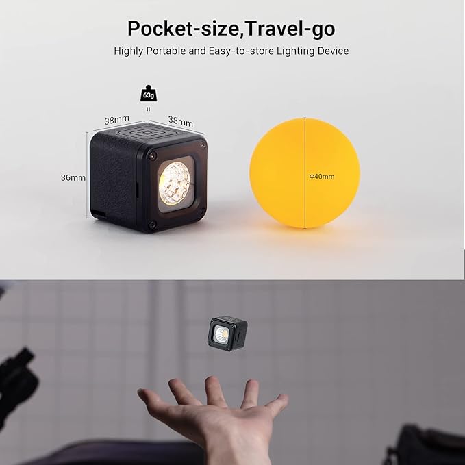 SmallRig RM01 Mini LED Video Light Waterproof Portable Lighting Kit with 8 Color Filters, Barndoor, Diffuser, Dimmable Fill Light 5600K CRI95, Lume Cube Camera Light for Macro Photography, Stop Motion
