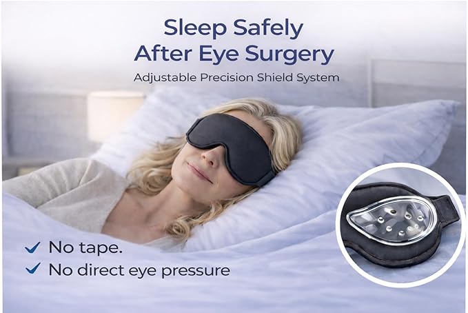Sleep Mask for Cataract & LASIK Recovery – Adjustable Precision Shield System – 3D Contoured Eye Protection for Comfortable Sleep.