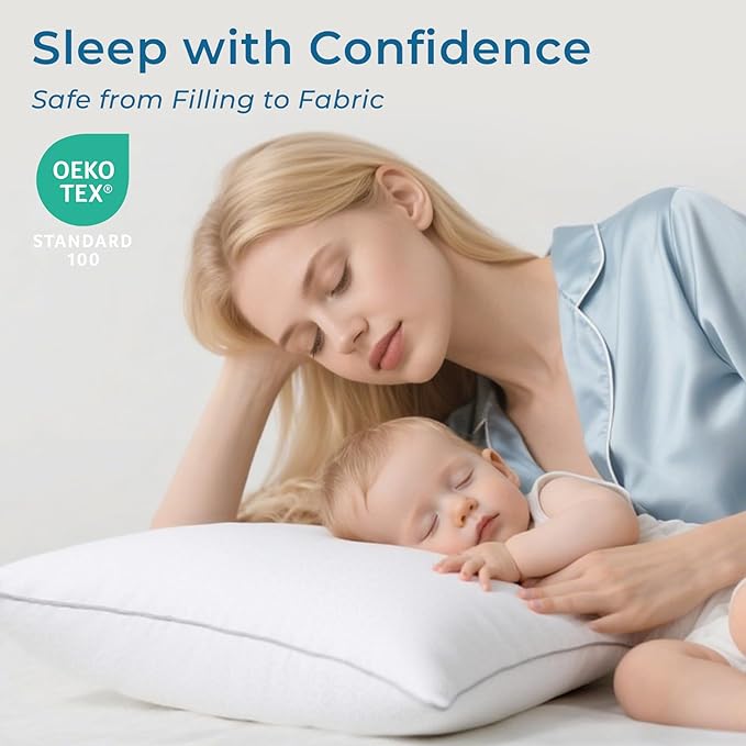 Sasttie Firm King Size Pillows Set of 6, Bed Pillows for Side, Back, and Stomach Sleepers - Oeko-Tex Certified Supportive Down Alternative Plump Filling - Hotel Quality and Machine Washable, 6 Pack