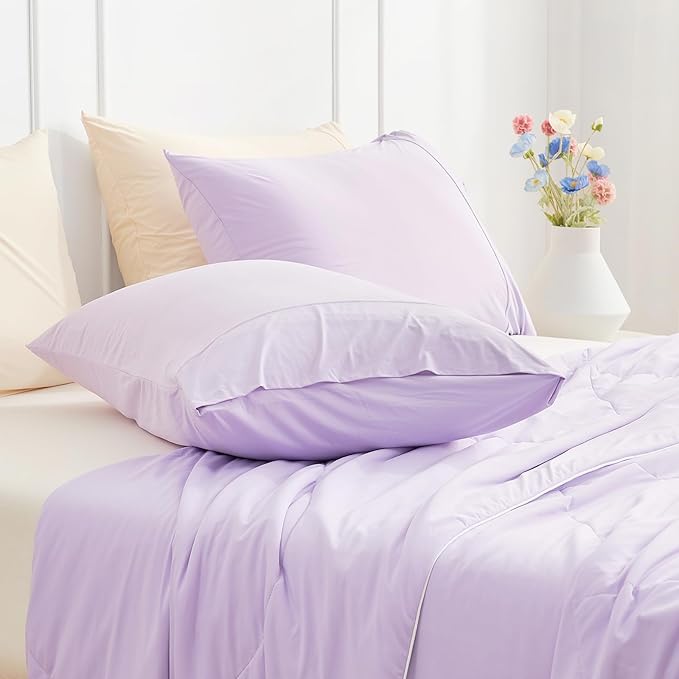 Cozy Bliss Cooling Pillow Cases for Hot Sleepers, Q-Max>0.45, Queen Size Set of 2, Soft & Silky Pillow Covers with Envelope Closure,Gift, Purple, 20x30 Inches
