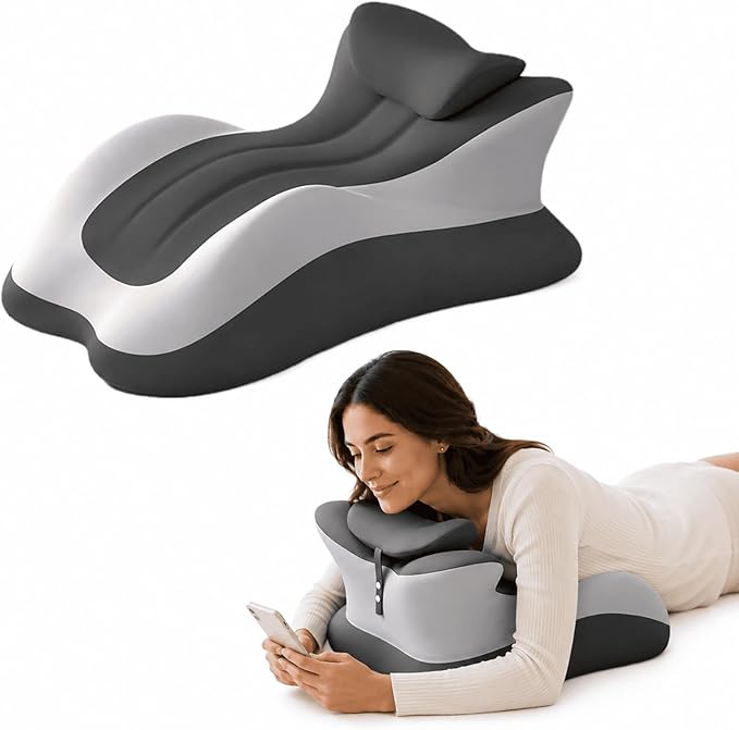 Ergonomic 27° Memory Foam Wedge Pillow for Bed, Multi-Position Support Pillow for Back, Neck & Legs, Positioning Pillow for Reading, Sitting Up & Relaxing, Gray