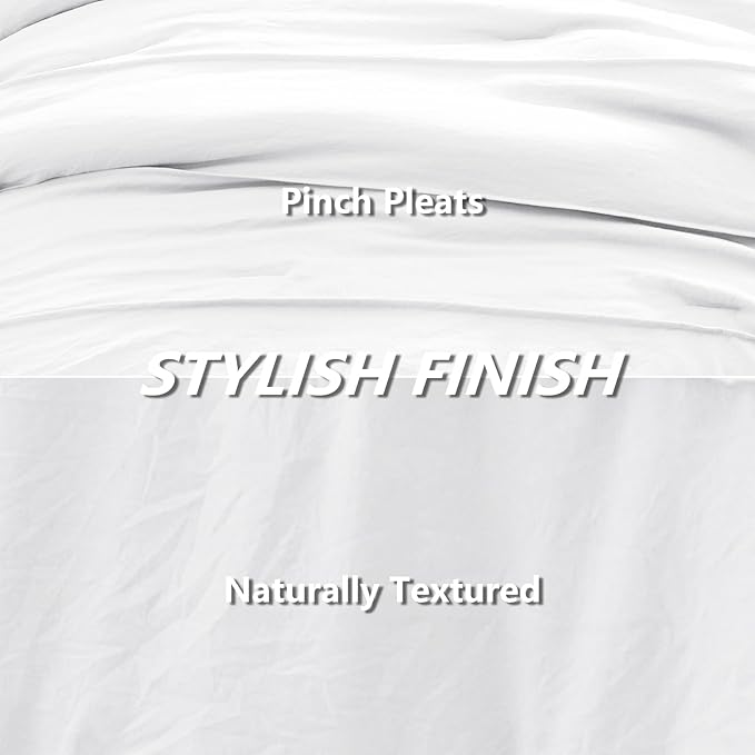 CozyLux Queen Comforter Set White, 7 Pieces Soft Pinch Pleat Bed in a Bag Queen Comforter Set with Sheets, Boho Bed Set with Down Alternative Comforter, Sheets, Pillowcases & Shams