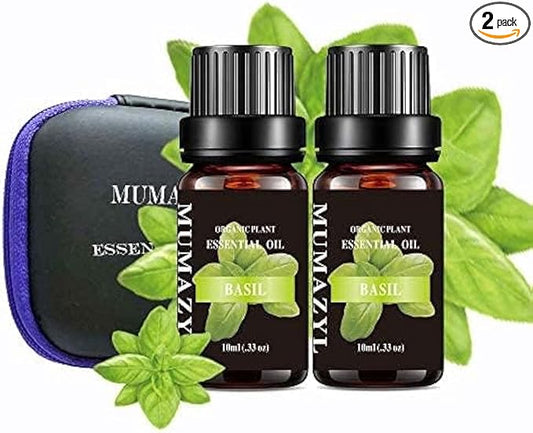 Basil Essential Oil, Basil Oil for for Diffuser Cleaning Home Bedroom Soap Candles 2 Pack 10ml MUMAZYL Essential Oils