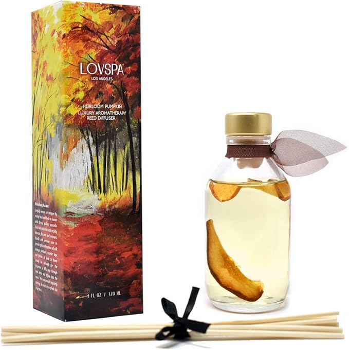 Reed Diffuser Set, Apple Harvest Scented Oil Diffuser with Sticks, Home Fragrance Accessories for Bathroom Shelf Decor, Aroma Diffusers for Home or Office Fall Decor, USA Made
