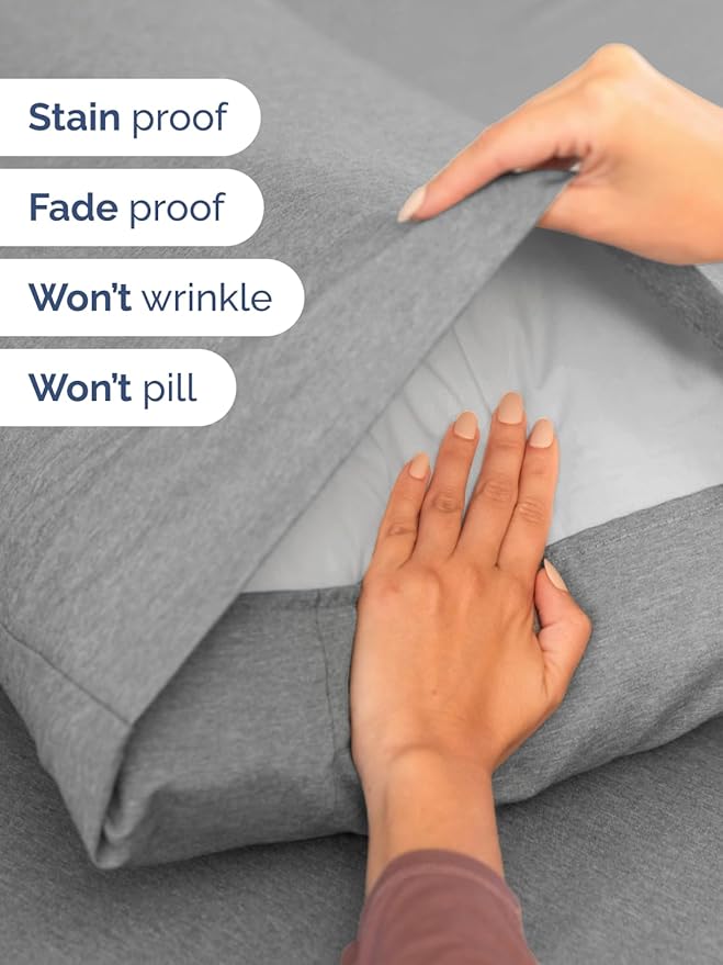 Extra Deep Twin Sheet Set - 3 Piece Breathable & Cooling Bed Sheets - Easily Fits 18 to 24 inch Mattress - Ultra Soft, Wrinkle & Fade Free w/ Extra Deep Pockets - Hotel Luxury Bedding - Heathered Grey