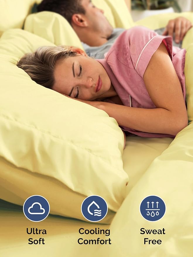 Extra Deep Full Sheet Set - 6 Piece Breathable and Cooling Sheets - Hotel Luxury Bedding for Women, Men, Kids & Teens - Easy & Secure Fit - Soft, Wrinkle Free and Comfy - Extra Deep Pockets - Yellow
