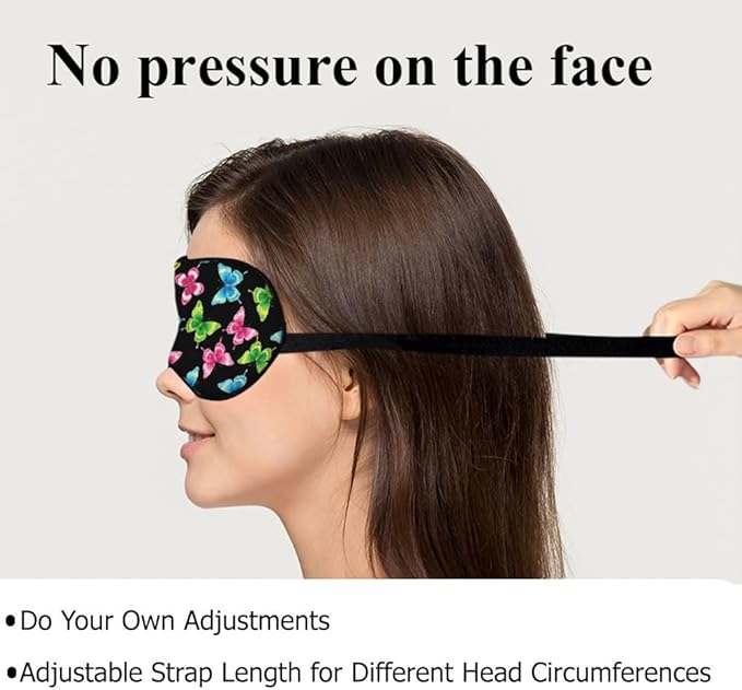 Colorful Butterflies Sleep Mask Eye Mask Spring Summer Mother's Day Sleep Mask Light Blocking Adjustable Smooth Soft Eye Masks for Women Deep Rest Travel
